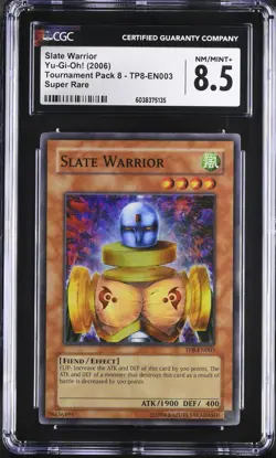 Yugioh Slate Warrior TP8-EN003 Super Rare Tournament Pack CGC 8.5 - Image 1