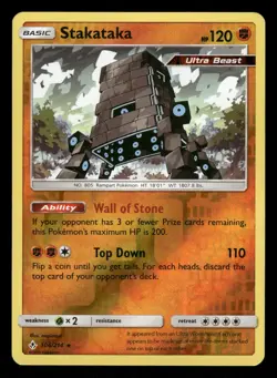 Stakataka 106/214 NM Rare Holo Reverse Holo Unbroken Bonds 2019 Pokemon TCG - Image 1