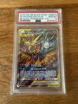 2019 Pokemon Moltres Zapdos Articuno GX SM210 PSA 10 Sun & Moon Promo - Image 1