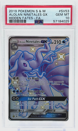 Pokemon Alolan Ninetales GX Hidden Fates SV53/SV94 Full Art PSA 10 Gem Mint TCG - Image 1