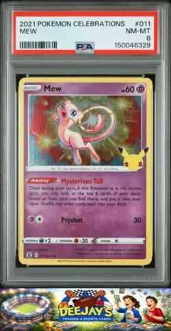 2021 Pokemon Celebrations #011 Mew PSA 8 - Image 1