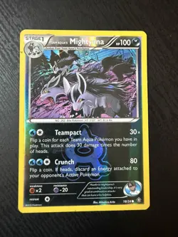 2015 Pokemon, Double Crisis, 18/34 Team Aqua's Mightyena, Reverse Holo Common LP - Image 1