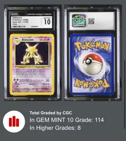 Alakazam Pokemon 1999 Base Set Unlimited 1/102 Holo Graded CGC GEM MINT 10 - Image 3