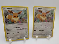 Eevee SM184 Black Star Promo x2 Pokemon TCG Sun & Moon Cosmos Foil Near Mint - Image 3