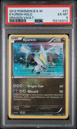 KYUREM 2012 POKEMON B & W DRAGON VAULT HOLO 21/20 SECRET RARE PSA 6 - Image 1