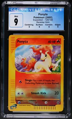 Ponyta 126/165 Expedition Base Set Reverse Holo Pokemon TCG 2002 CGC 9 - Image 1