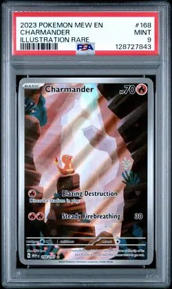 2023 POKEMON MEW EN-151 ILLUSTRATION RARE #168 CHARMANDER PSA 9 - Image 1