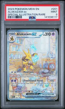 2023 POKEMON MEW EN-151 SPECIAL ILLUSTRATION RARE #201 ALAKAZAM EX PSA 9 - Image 1