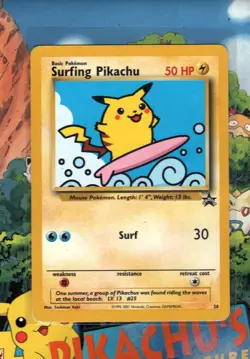 Pokemon TCG Surfing Pikachu Black Star Promo WOTC 28 Played - Image 1