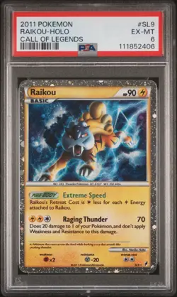 RAIKOU Call Of Legends HOLO SL9 PSA 6 2011 Pokemon POP 64 - Image 1