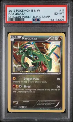 RAYQUAZA 2012 POKEMON B & W DRAGON VAULT STAMPED BLISTER PROMO 11/20 PSA 6 - Image 1
