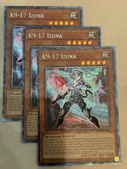 YUGIOH-3x- K9-17 Izuna - JUSH-EN031 - Collector's Rare - 1st Edition (PLAYSET) - Image 1