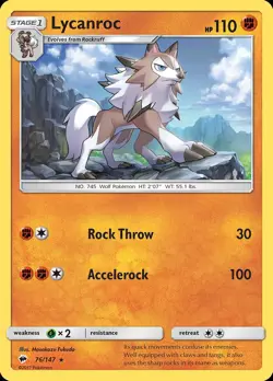 Pokemon Lycanroc (76/188) Burning Shadows LP REVERSE HOLO - Image 1