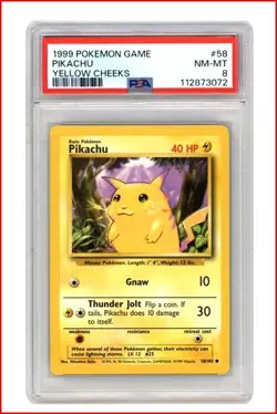 1999 Pokemon Game Pikachu 058/102 Base Set PSA 8 - Image 1