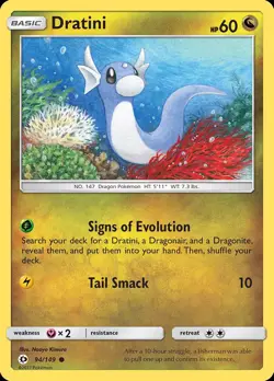 Pokemon Dratini (94/206) Sun & Moon LP REVERSE HOLO - Image 1