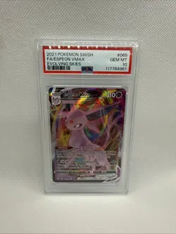 Pokemon PSA 10 GEM MINT Espeon VMAX 065/203 Full Art Ultra Rare Evolving Skies - Image 1