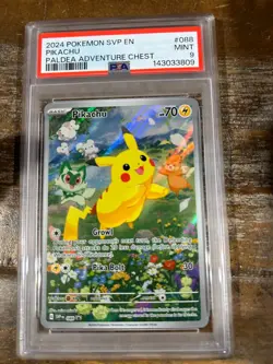 POKEMON 2024 SVP EN Paldea Adventure Chest PIKACHU #088 PSA 9 Mint RARE Promo - Image 1