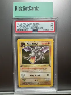 PSA 7 Aerodactyl 1st Edition 1/62 Fossil Prerelease Holo Rare Pokemon WOTC 1999 - Image 2