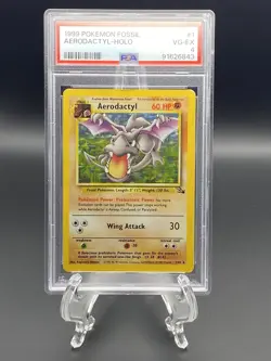 1999 POKEMON FOSSIL #1 AERODACTYL-HOLO PSA 4 - Image 1