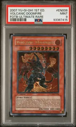 FOTB-EN008 Volcanic Doomfire Ultimate Rare 1st Edition 2007 Yugioh PSA 9 - Image 1