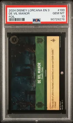 2024 Disney Lorcana EN 3 DE VIL MANOR FOIL PSA 10 Into the Inklands 100 - Image 1
