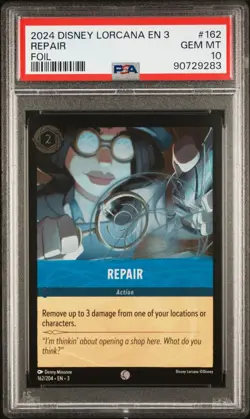 2024 Disney Lorcana EN 3 REPAIR FOIL PSA 10 Into the Inklands 162 - Image 1