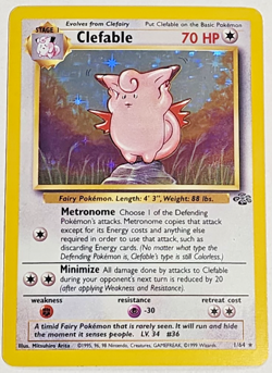 Pokemon TCG Clefable Jungle 1/64 Holo Unlimited Holo Rare Vintage Pokemon LP/NM - Image 1