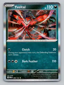 Holo Yveltal 088/132 Rare Mega Evolution Pokemon - Image 1