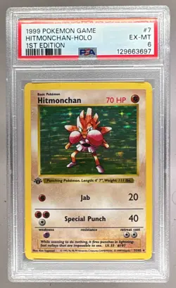 1999 Pokemon 1st Edition #7 Hitmonchan Holo PSA 6 129663697 - Image 1