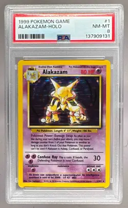 1999 Pokemon Unlimited 1 Alakazam Holo PSA 8 137909131 - Image 1