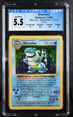Pokemon Blastoise Base Set Shadowless Holo Rare #2 CGC 5 - Image 1