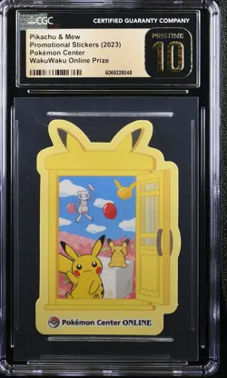 Pokemon Center Sticker 2023 Pikachu & Mew Wakuwaku Online Prize CGC 10 Pristine - Image 1