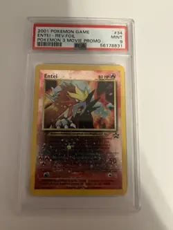 Entei Reverse Foil 2001 Pokemon Game Pokemon 3 Movie Promo #34 Psa 9 - Image 1