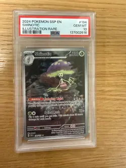PSA 10 - Pokemon Shiinotic Sv08 Surging Sparks 194/191 Illustration Holo PSA 10 - Image 1
