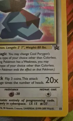 Pokemon Cool Porygon #15 Holo Black Star Promo Vintage WOTC LP - Image 5