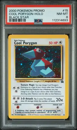 Pokemon Cool Porygon Black Star Promo 15 WOTC 1999-2000 PSA8 Graded NM-MT - Image 1