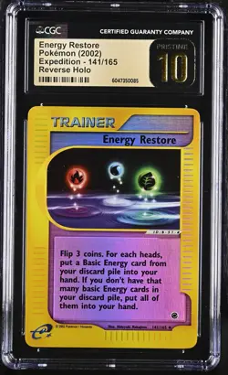 CGC 10 PRISTINE Energy Restore Expedition 141/165 Reverse Holo Pokemon Card - Image 1