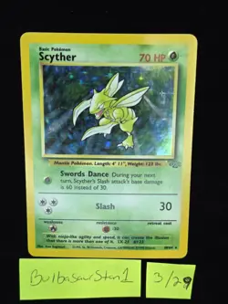 Scyther 10/64 Jungle Holo MP vintage 1999 WOTC Pokemon Card Ungraded - Image 1