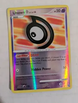Unown [D] 68/130 Uncommon Diamond and Pearl Reverse Holo Pokemon Card - Image 1