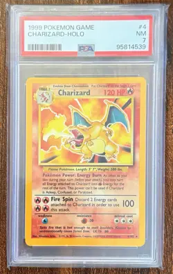 1999 Pokemon TCG Charizard Base Set Unlimited Holo Rare Card 4/102 PSA 7 - Image 1