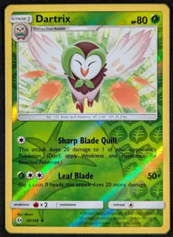 Dartrix 2017 Sun & Moon Reverse Holo Pokemon Card 10/149 (NM) - Image 1