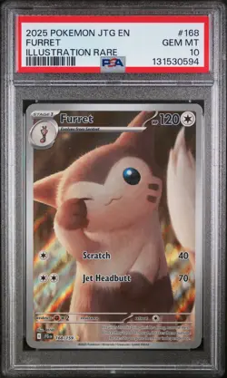 2025 POKEMON JTG EN-JOURNEY TOGETHER ILLUSTRATION RARE #168 FURRET PSA 10 - Image 1