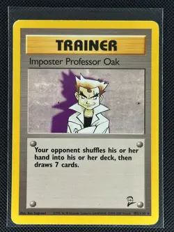 Imposter Professor Oak 102/130 Rare Base Set 2 Pokemon Lightly Played - Image 1