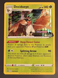 Decidueye SWSH035 STAFF LP Prerelease 2020 Pokemon Darkness Ablaze Holo Rare NM - Image 1