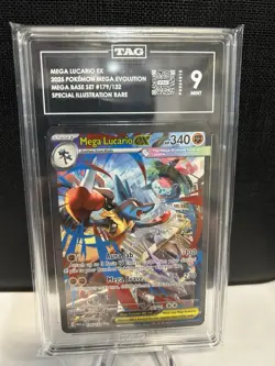 2025 Pokemon Mega Evolution Base Set Mega Lucario ex 179/132 TAG 9 - Image 1