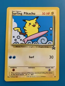 Surfing Pikachu #28 Black Star Promo Rare Vintage Pokemon Card - NM - Image 1