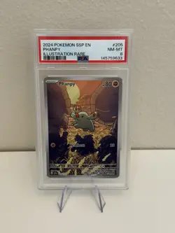2024 Pokemon SSP EN-Surging Sparks Phanpy #205 Illustration Rare PSA 8 - Image 1