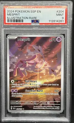 2024 Pokemon # 204 Mesprit Illustration Rare SSP EN PSA 9 Mint Surging Sparks - Image 1