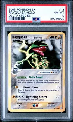 2005 POKEMON EX DELTA SPECIES #13 RAYQUAZA-HOLO PSA 8 - Image 1