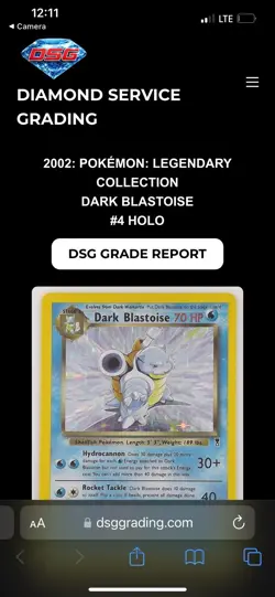 HOLO Dark Blastoise Legendary Collection 4/110 Pokemon DGS 8.5 NM Mint Chkreport - Image 3